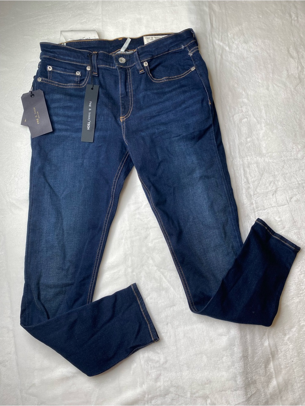 rag & bone Men's Mid-Rise Ankle Skinny Slim Dark Blue Denim Jeans Size 28